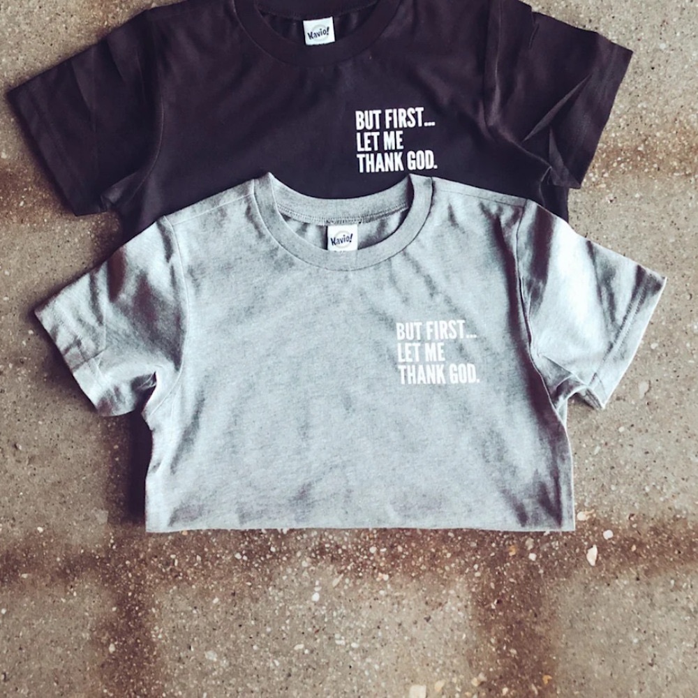 “But First Let Me Thank God” Kids Youth Unisex Short Sleeve Tee NWT Large